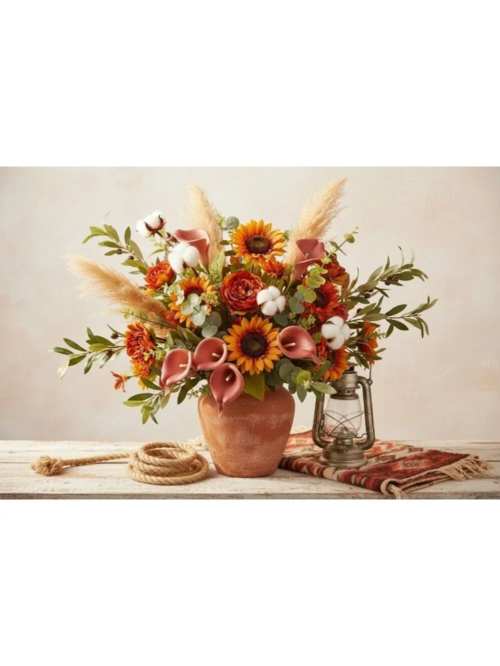 Terracotta Artificial Calla Lily Stems Set of 5 13 Inch Faux Flowers for Rustic